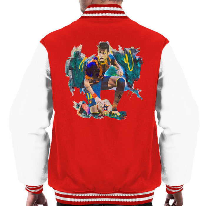 Sidney Maurer Original Portrait Of Neymar Barcelona FC Men's Varsity Jacket