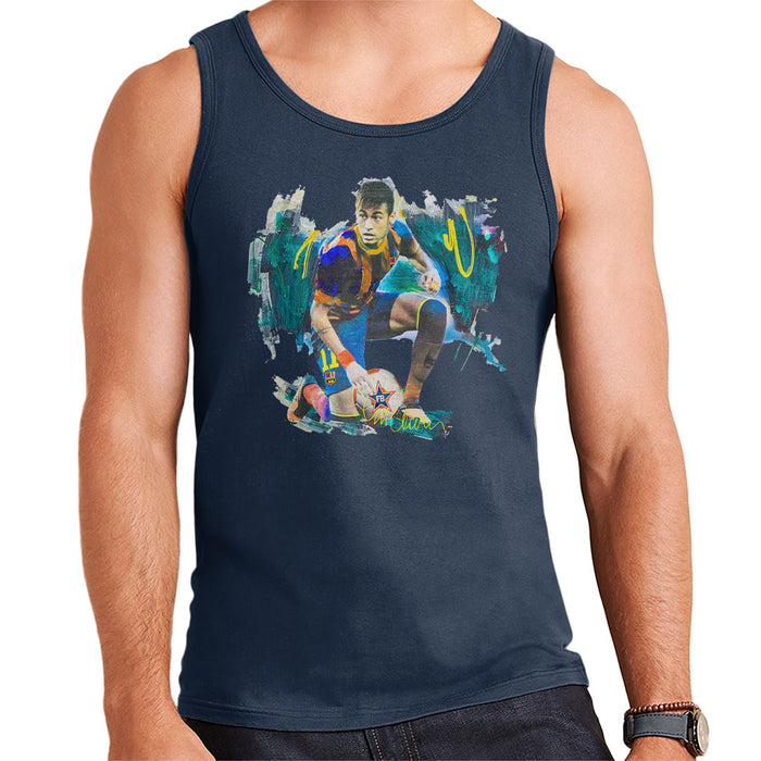 Sidney Maurer Original Portrait Of Neymar Barcelona FC Men's Vest