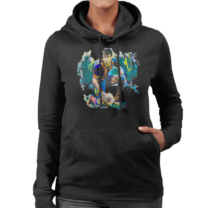 Sidney Maurer Original Portrait Of Neymar Barcelona FC Women's Hooded Sweatshirt