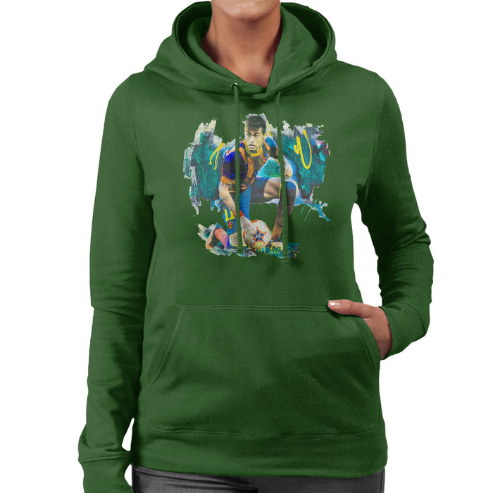 Sidney Maurer Original Portrait Of Neymar Barcelona FC Women's Hooded Sweatshirt