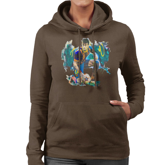 Sidney Maurer Original Portrait Of Neymar Barcelona FC Women's Hooded Sweatshirt