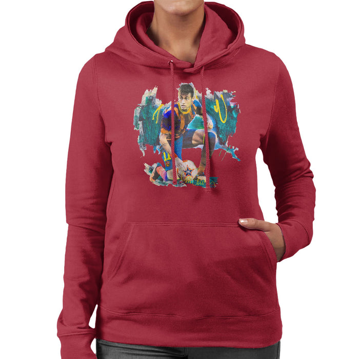 Sidney Maurer Original Portrait Of Neymar Barcelona FC Women's Hooded Sweatshirt