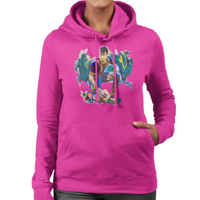 Sidney Maurer Original Portrait Of Neymar Barcelona FC Women's Hooded Sweatshirt