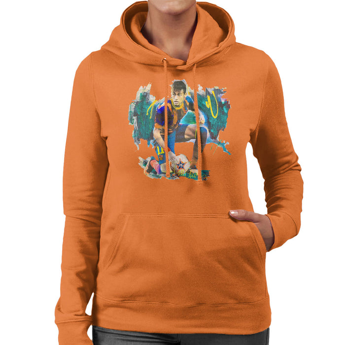 Sidney Maurer Original Portrait Of Neymar Barcelona FC Women's Hooded Sweatshirt