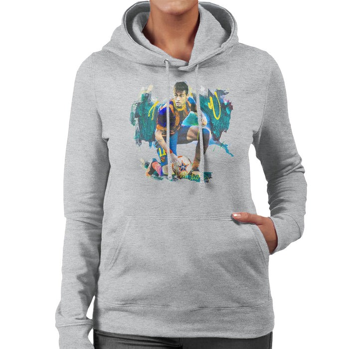 Sidney Maurer Original Portrait Of Neymar Barcelona FC Women's Hooded Sweatshirt