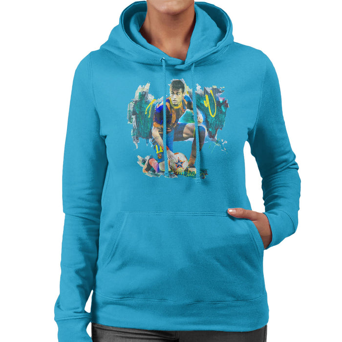Sidney Maurer Original Portrait Of Neymar Barcelona FC Women's Hooded Sweatshirt