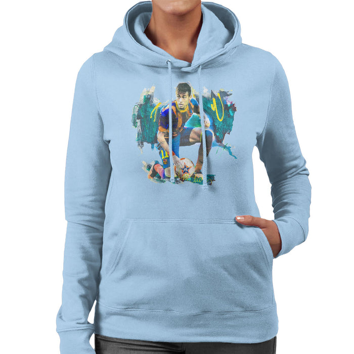 Sidney Maurer Original Portrait Of Neymar Barcelona FC Women's Hooded Sweatshirt