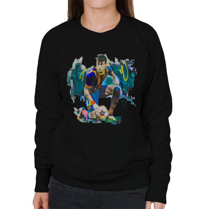 Sidney Maurer Original Portrait Of Neymar Barcelona FC Women's Sweatshirt