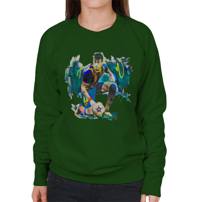 Sidney Maurer Original Portrait Of Neymar Barcelona FC Women's Sweatshirt