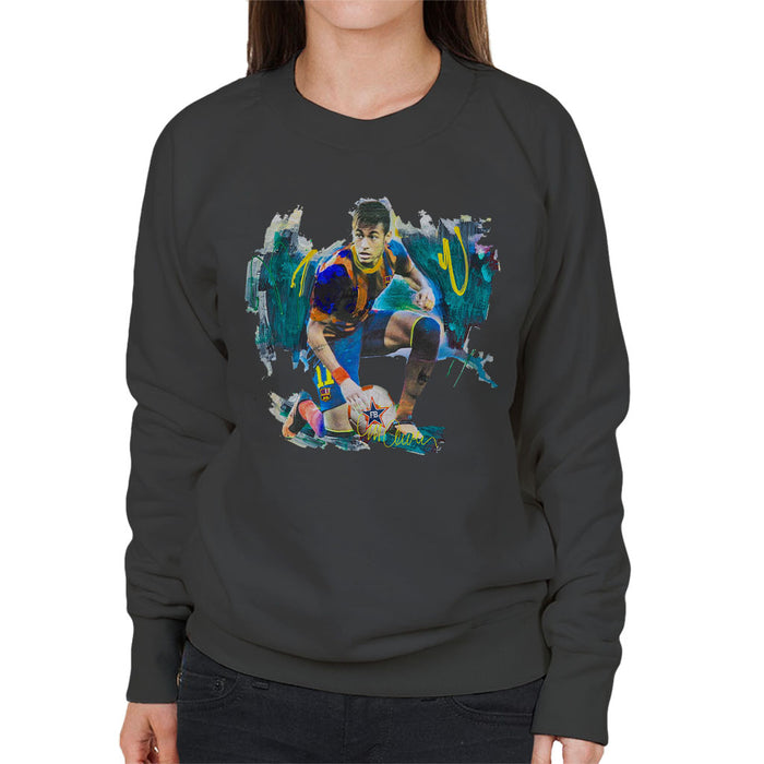 Sidney Maurer Original Portrait Of Neymar Barcelona FC Women's Sweatshirt