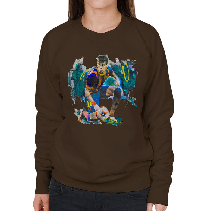 Sidney Maurer Original Portrait Of Neymar Barcelona FC Women's Sweatshirt
