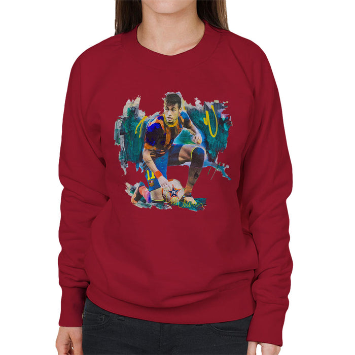 Sidney Maurer Original Portrait Of Neymar Barcelona FC Women's Sweatshirt