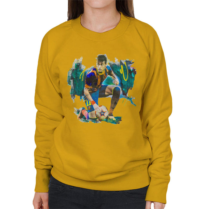 Sidney Maurer Original Portrait Of Neymar Barcelona FC Women's Sweatshirt