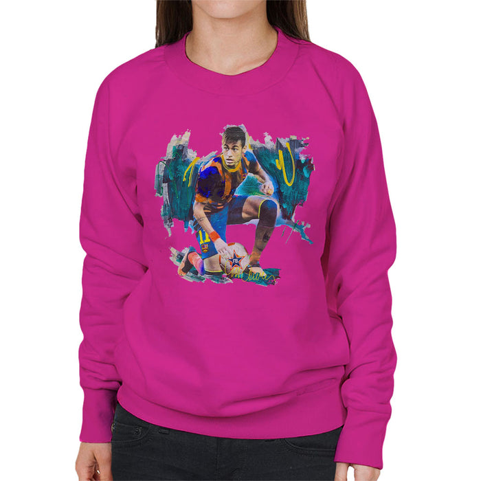Sidney Maurer Original Portrait Of Neymar Barcelona FC Women's Sweatshirt
