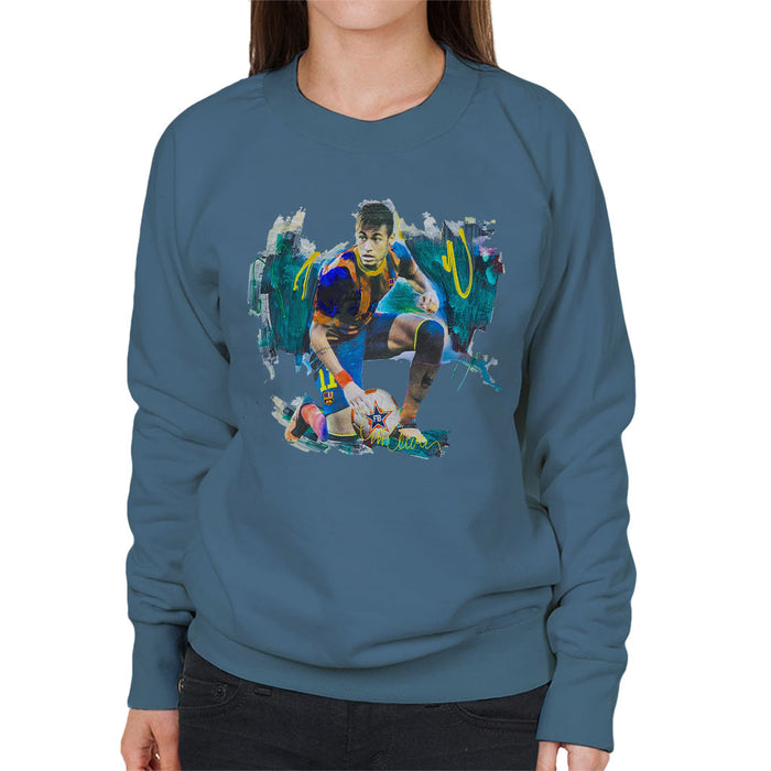 Sidney Maurer Original Portrait Of Neymar Barcelona FC Women's Sweatshirt