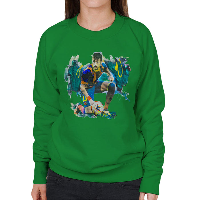 Sidney Maurer Original Portrait Of Neymar Barcelona FC Women's Sweatshirt