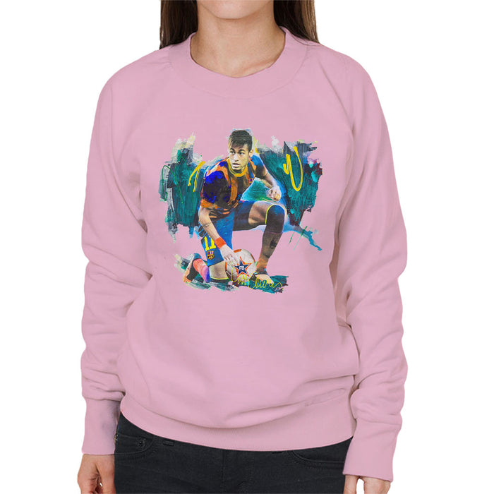 Sidney Maurer Original Portrait Of Neymar Barcelona FC Women's Sweatshirt