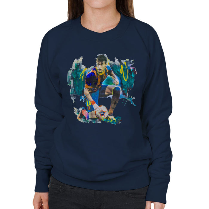 Sidney Maurer Original Portrait Of Neymar Barcelona FC Women's Sweatshirt