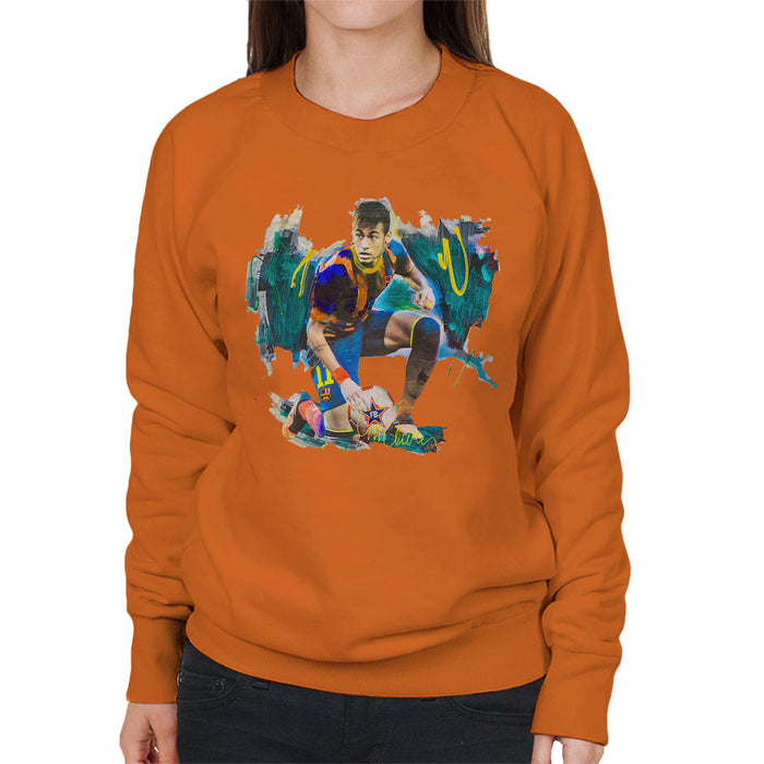 Sidney Maurer Original Portrait Of Neymar Barcelona FC Women's Sweatshirt