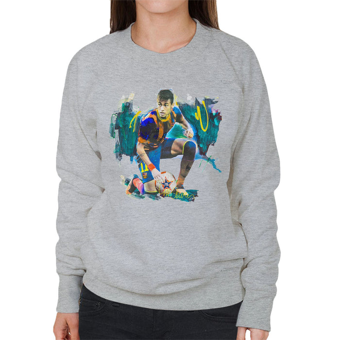 Sidney Maurer Original Portrait Of Neymar Barcelona FC Women's Sweatshirt