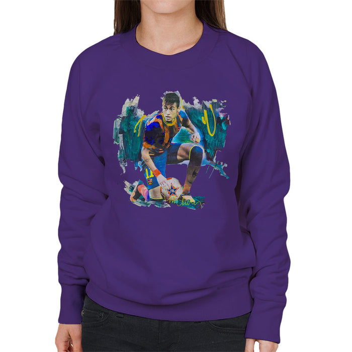 Sidney Maurer Original Portrait Of Neymar Barcelona FC Women's Sweatshirt