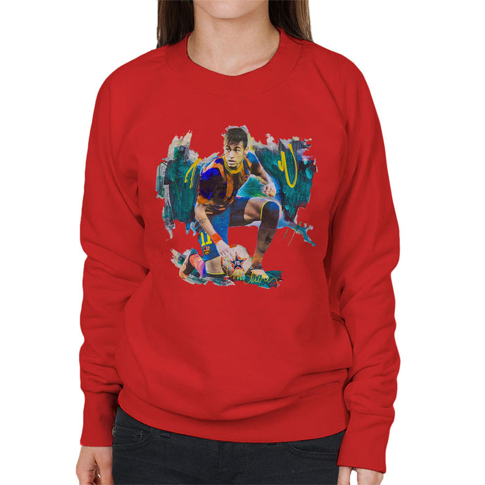 Sidney Maurer Original Portrait Of Neymar Barcelona FC Women's Sweatshirt