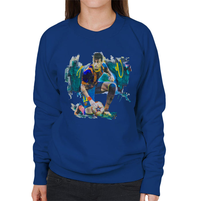 Sidney Maurer Original Portrait Of Neymar Barcelona FC Women's Sweatshirt