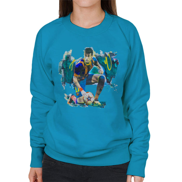 Sidney Maurer Original Portrait Of Neymar Barcelona FC Women's Sweatshirt