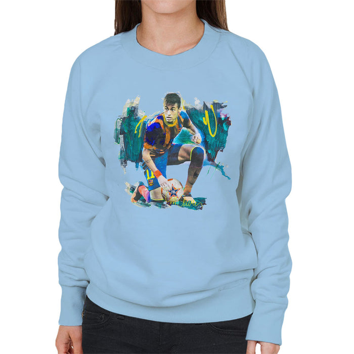 Sidney Maurer Original Portrait Of Neymar Barcelona FC Women's Sweatshirt