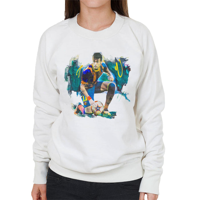 Sidney Maurer Original Portrait Of Neymar Barcelona FC Women's Sweatshirt