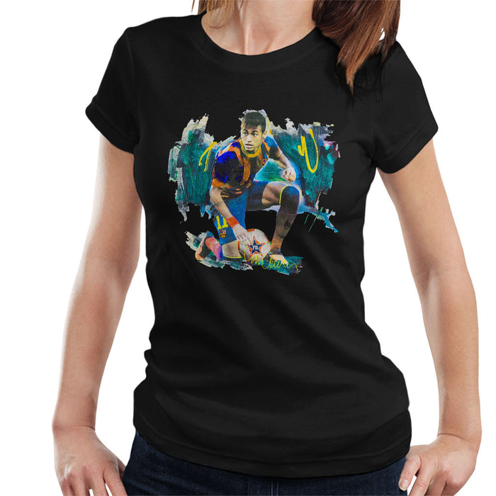 Sidney Maurer Original Portrait Of Neymar Barcelona FC Women's T-Shirt