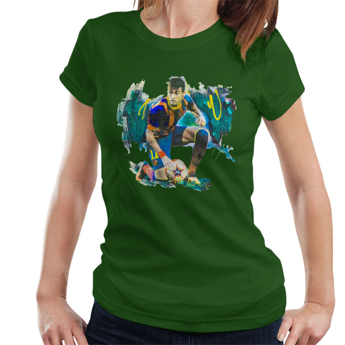 Sidney Maurer Original Portrait Of Neymar Barcelona FC Women's T-Shirt