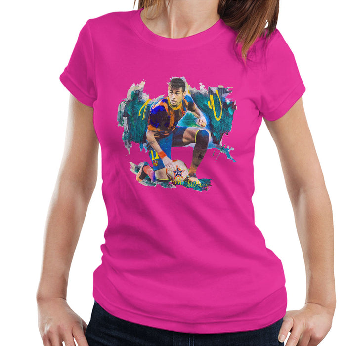Sidney Maurer Original Portrait Of Neymar Barcelona FC Women's T-Shirt