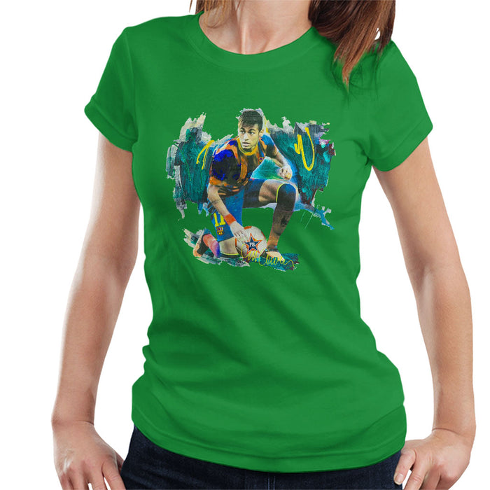 Sidney Maurer Original Portrait Of Neymar Barcelona FC Women's T-Shirt