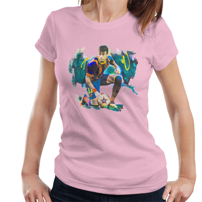 Sidney Maurer Original Portrait Of Neymar Barcelona FC Women's T-Shirt