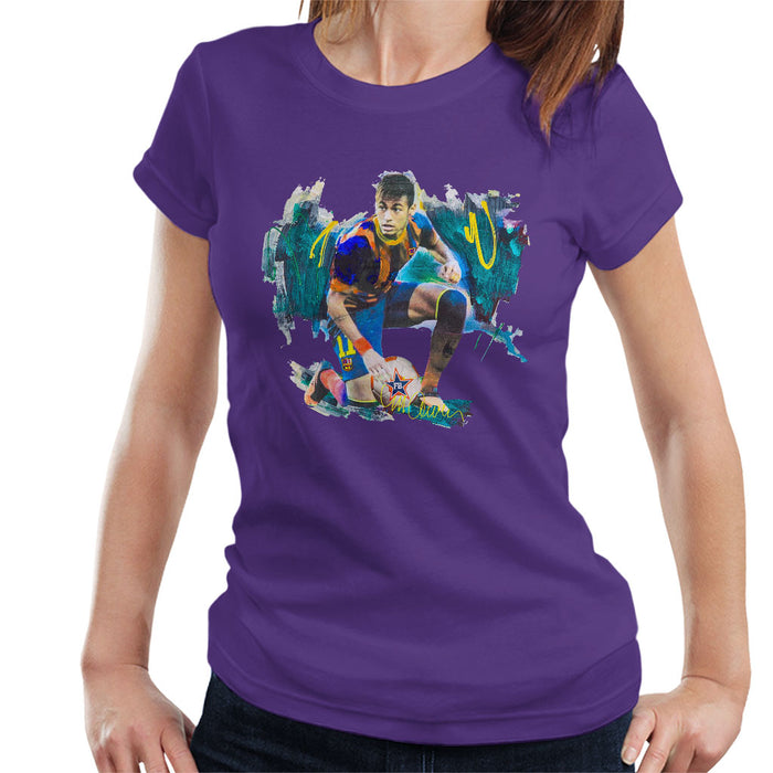 Sidney Maurer Original Portrait Of Neymar Barcelona FC Women's T-Shirt