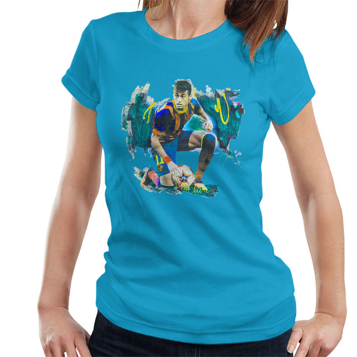 Sidney Maurer Original Portrait Of Neymar Barcelona FC Women's T-Shirt