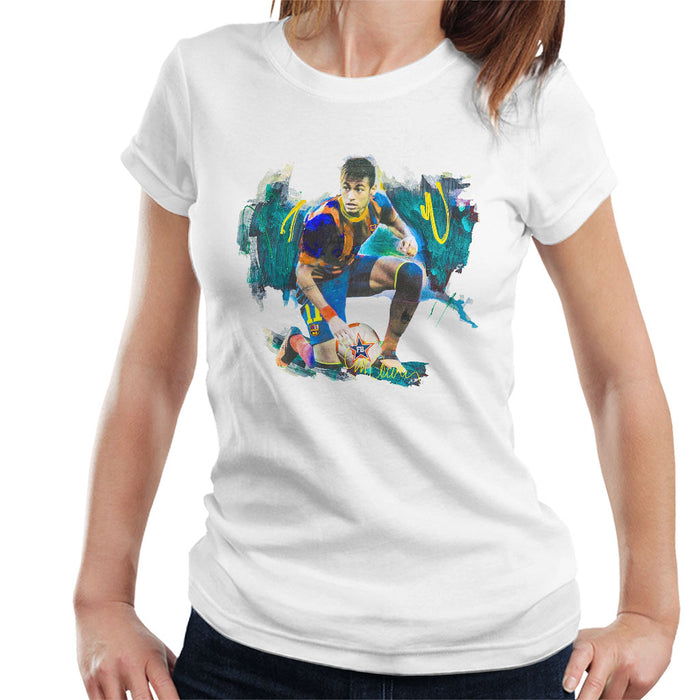 Sidney Maurer Original Portrait Of Neymar Barcelona FC Women's T-Shirt