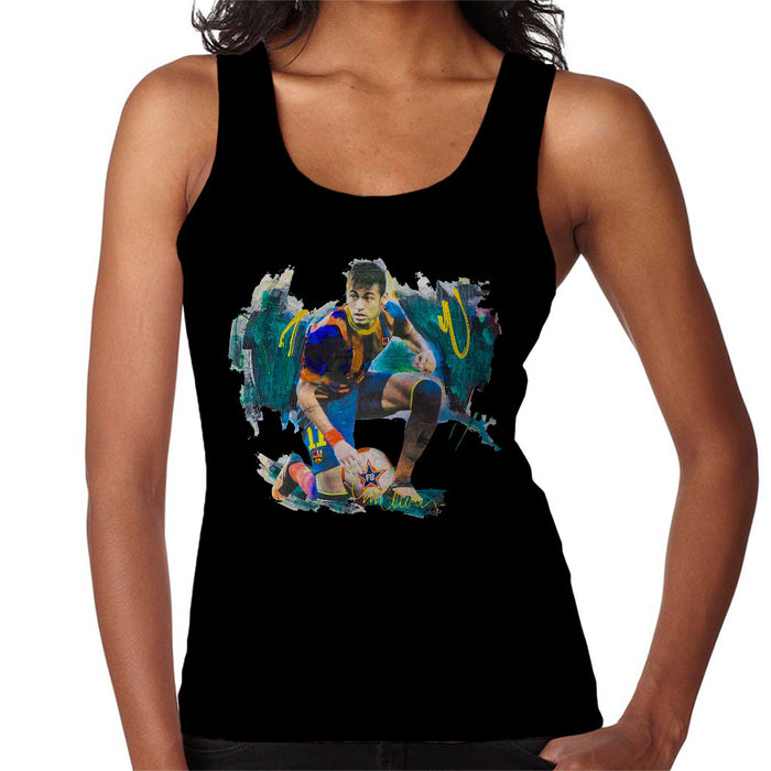Sidney Maurer Original Portrait Of Neymar Barcelona FC Women's Vest