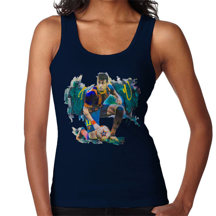 Sidney Maurer Original Portrait Of Neymar Barcelona FC Women's Vest