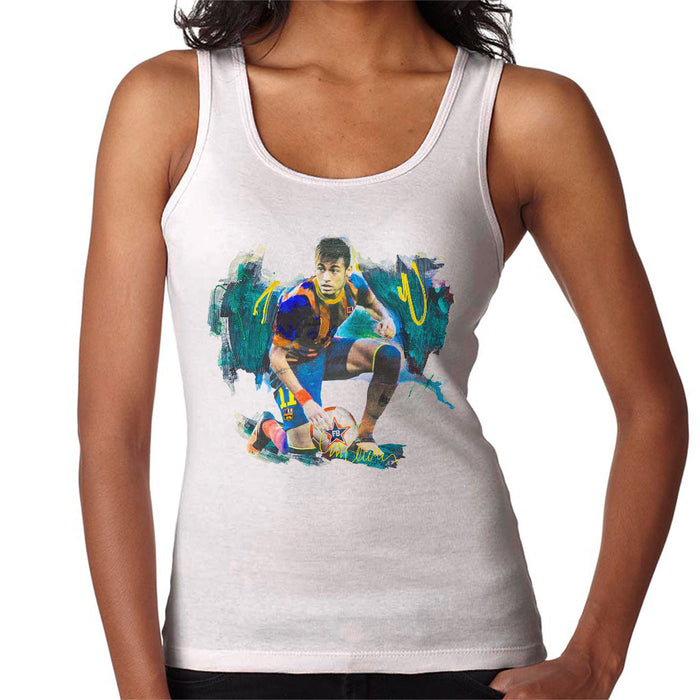 Sidney Maurer Original Portrait Of Neymar Barcelona FC Women's Vest