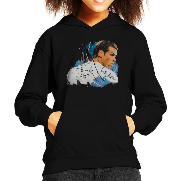 Sidney Maurer Original Portrait Of Gareth Bale Kid's Hooded Sweatshirt