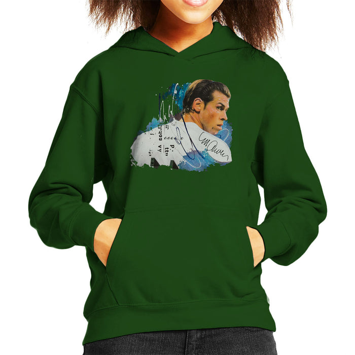 Sidney Maurer Original Portrait Of Gareth Bale Kid's Hooded Sweatshirt