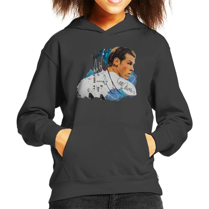 Sidney Maurer Original Portrait Of Gareth Bale Kid's Hooded Sweatshirt