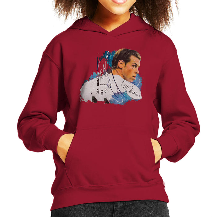 Sidney Maurer Original Portrait Of Gareth Bale Kid's Hooded Sweatshirt