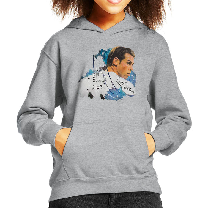 Sidney Maurer Original Portrait Of Gareth Bale Kid's Hooded Sweatshirt