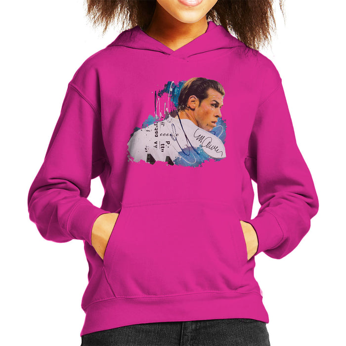 Sidney Maurer Original Portrait Of Gareth Bale Kid's Hooded Sweatshirt