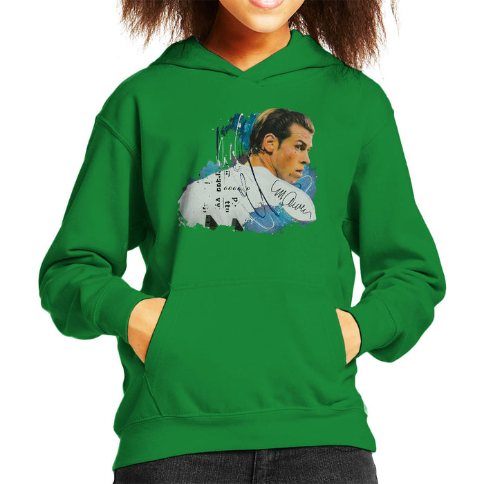 Sidney Maurer Original Portrait Of Gareth Bale Kid's Hooded Sweatshirt
