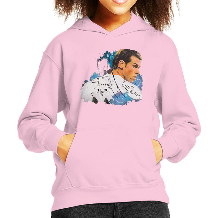 Sidney Maurer Original Portrait Of Gareth Bale Kid's Hooded Sweatshirt
