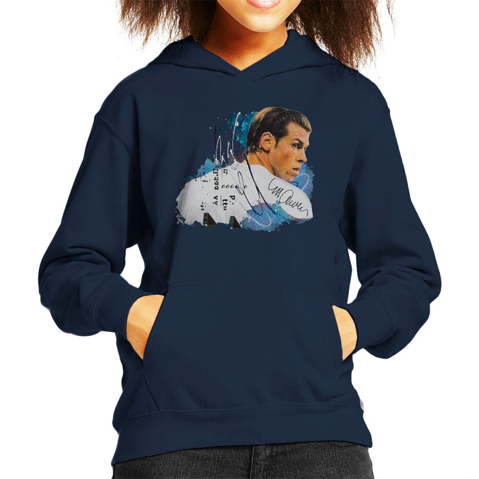 Sidney Maurer Original Portrait Of Gareth Bale Kid's Hooded Sweatshirt